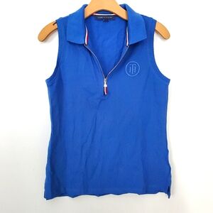 Vintage 90s Tommy Hilfiger Cotton Preppy Blue Sleeveless Polo Tank Size M